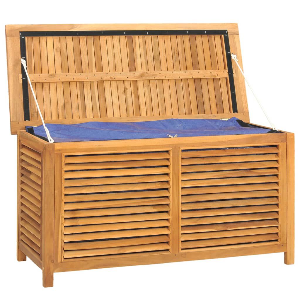 vidaXL Μπαούλο Αποθήκευσης Κήπου με Τσάντα 114x50x58εκ Μασίφ Ξύλο Teak