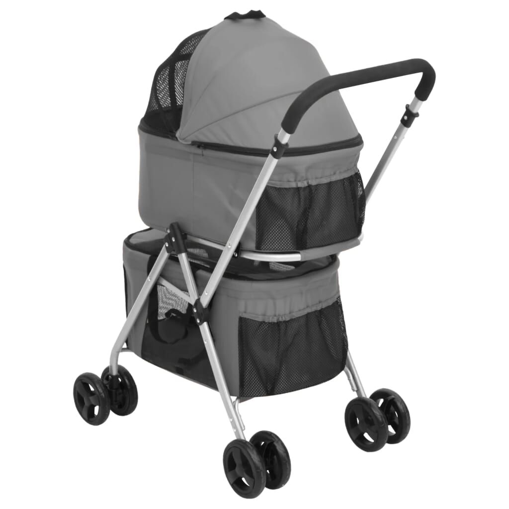 vidaXL Καρότσι Σκύλου Πτυσσόμενο Γκρι 83 x 48 x 97 εκ. Ύφασμα Oxford