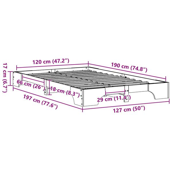 vidaXL Κρεβάτι Κερωμένο καφέ Ξύλο 120 x 200 cm Καφέ Κρεβάτι Ορθογώνιο