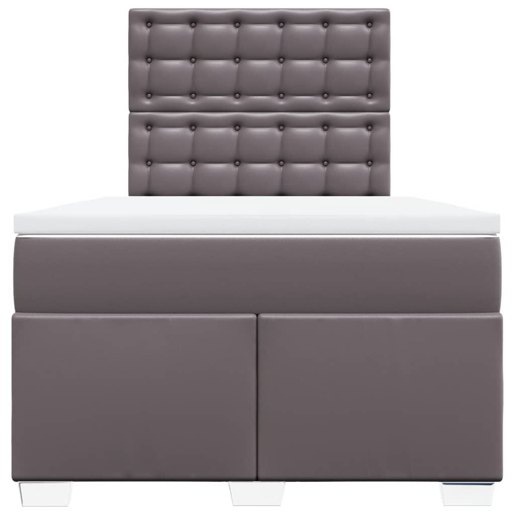 vidaXL Κρεβάτι Boxspring με Στρώμα Γκρι 120x200εκ. από Συνθετικό Δέρμα