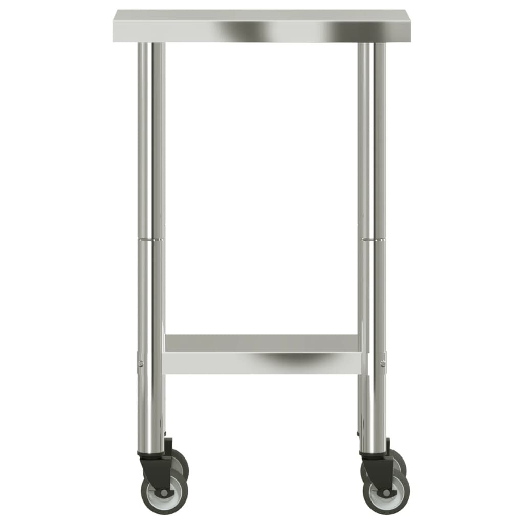 vidaXL Πάγκος Εργασίας Κουζίνας με Ροδάκια 55x30x85 εκ Ανοξείδ. Ατσάλι