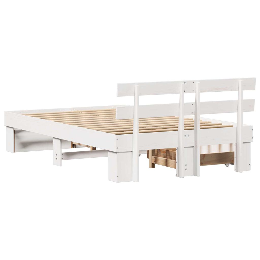 vidaXL Σκελετός Κρεβατιού Λευκό 120 x 190 cm Μασίφ ξύλο πεύκου