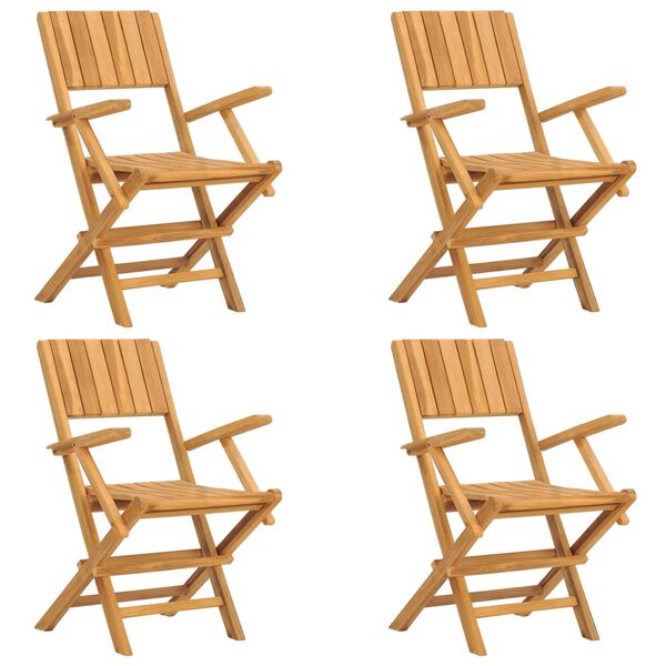vidaXL Καρέκλες Κήπου Πτυσσόμενες 4 τεμ. 55x61x90 εκ. Μασίφ Ξύλο Teak