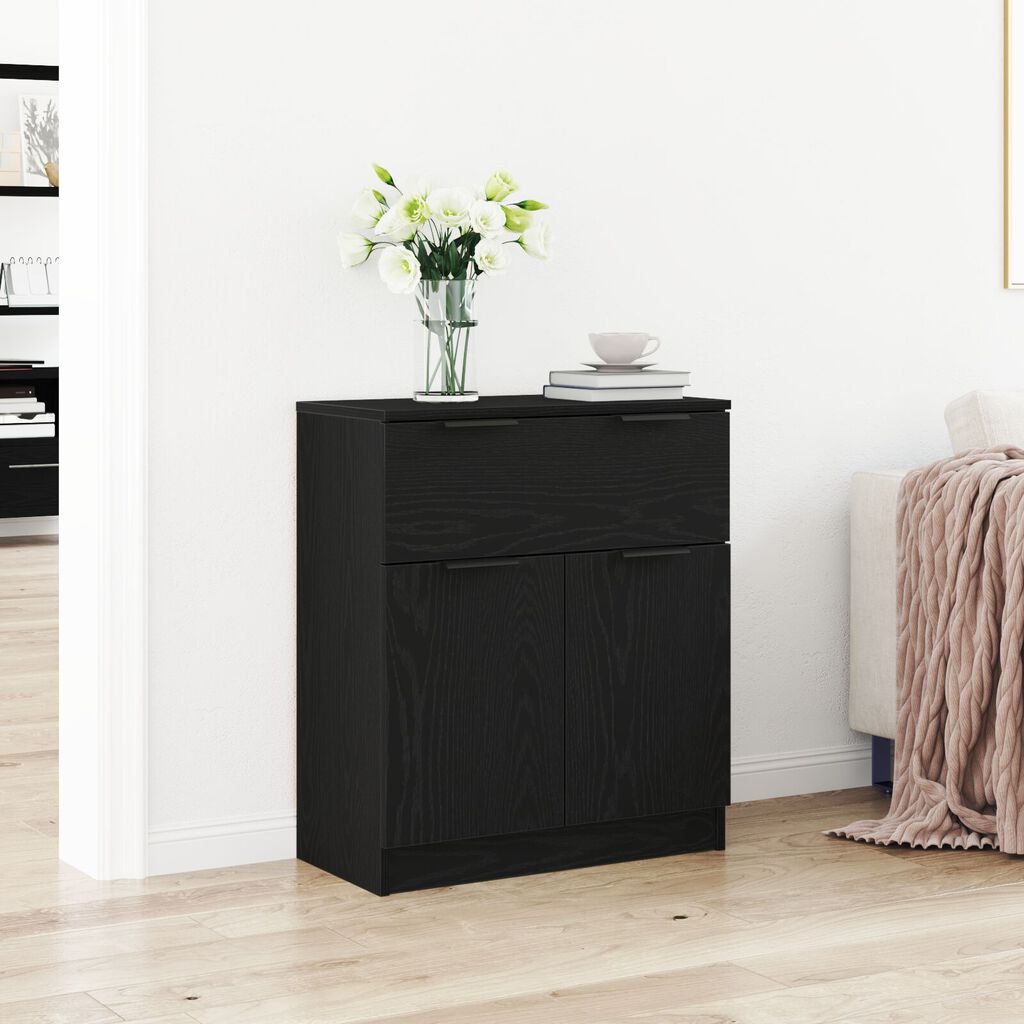 vidaXL Μαύρο Οξιά Κονσόλα 60x30x70 εκ Επεξεργασμένο Ξύλο