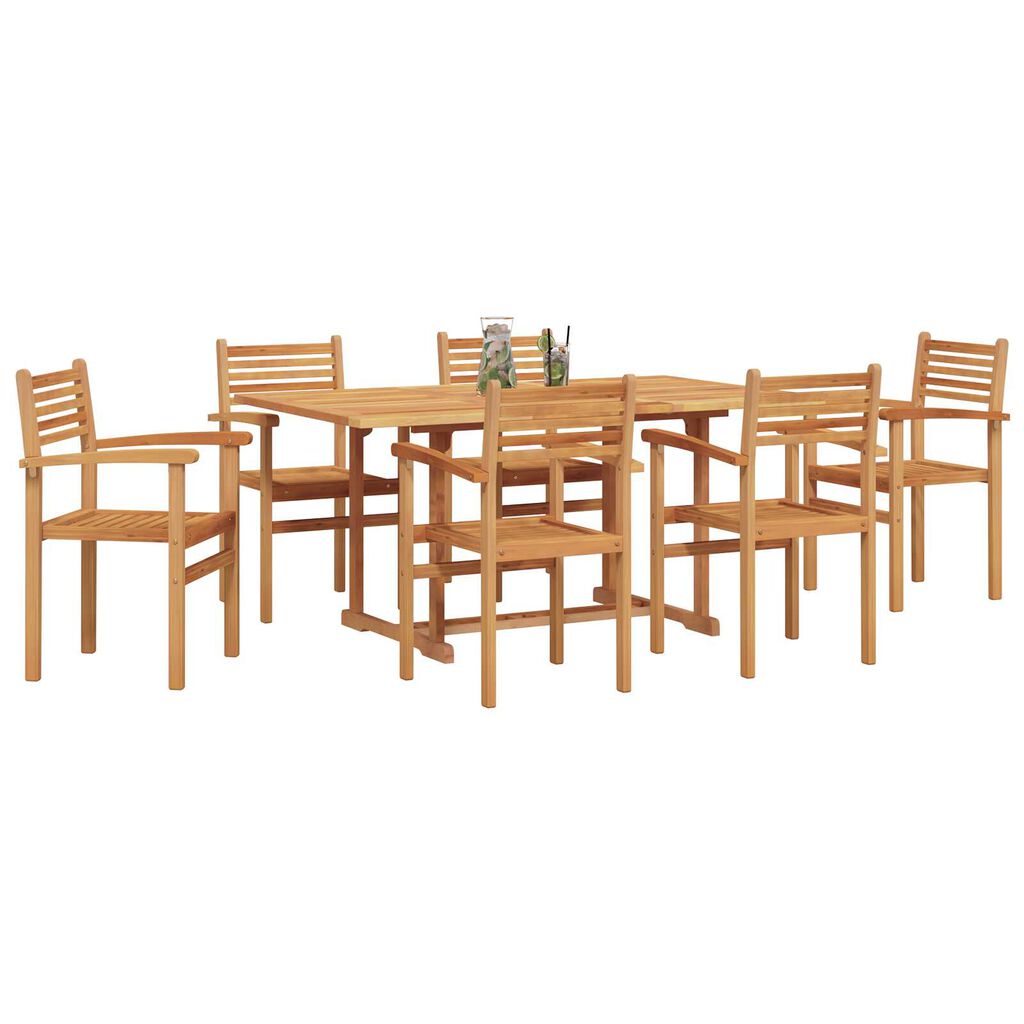 vidaXL Σέτ φαγητού για κήπο 7 pcs Καστανό Μασίφ ξύλο teak