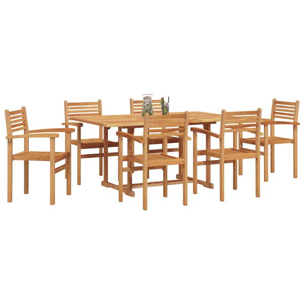 vidaXL Σέτ φαγητού για κήπο 7 pcs Καστανό Μασίφ ξύλο teak