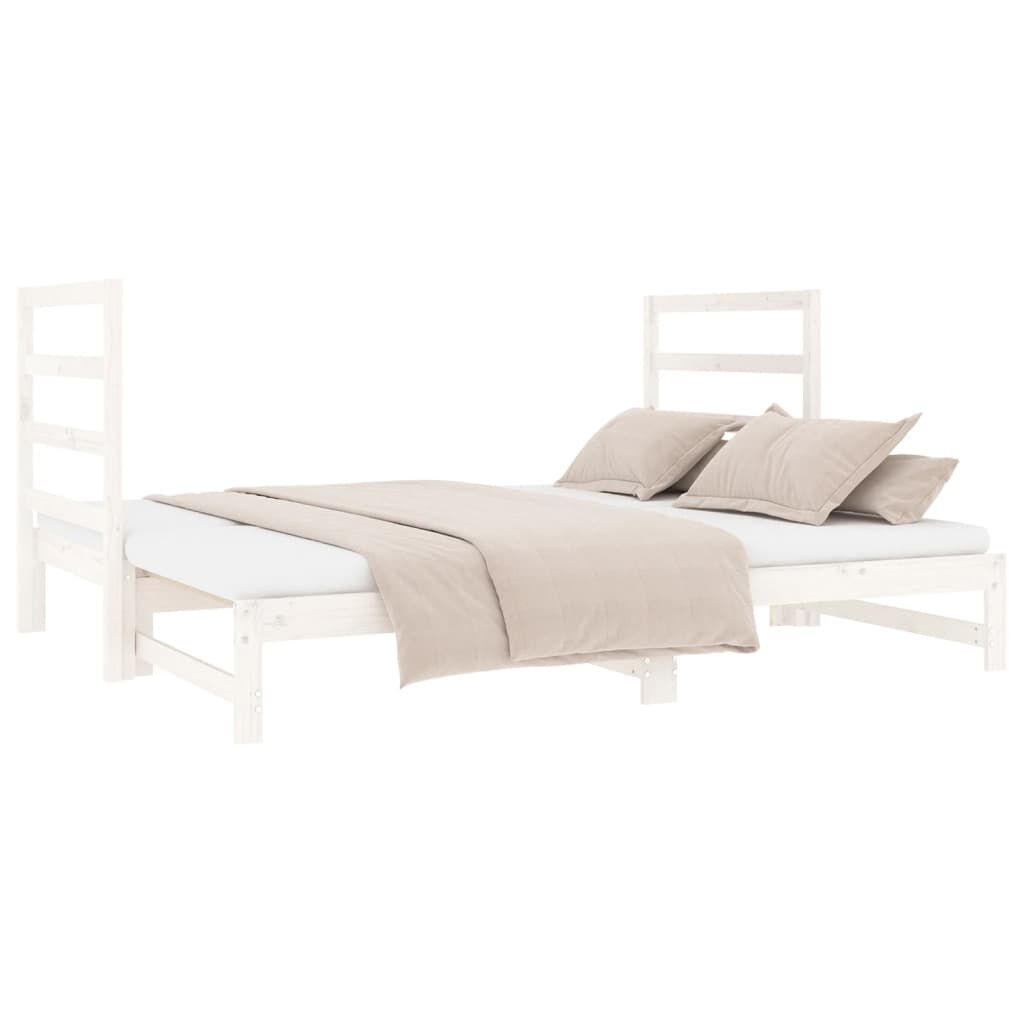 vidaXL Καναπές Κρεβάτι Συρόμενος Λευκός 2x(90x190) εκ. από Μασίφ Πεύκο
