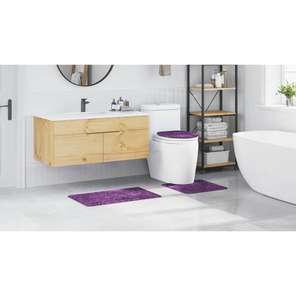 vidaXL Πατάκι μπάνιου 3 pcs Μοβ 50 x 50 cm Πολυπροπυλένιο