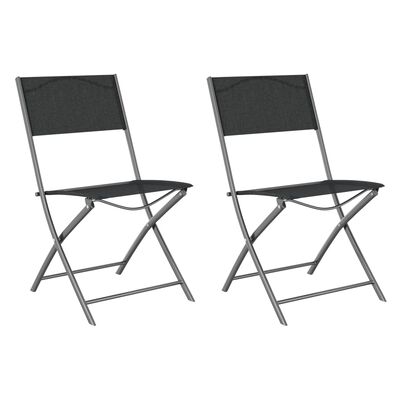 vidaXL Καρέκλες Εξ. Χώρου Πτυσσόμενες 2 τεμ. Μαύρες. Ατσάλι/Textilene