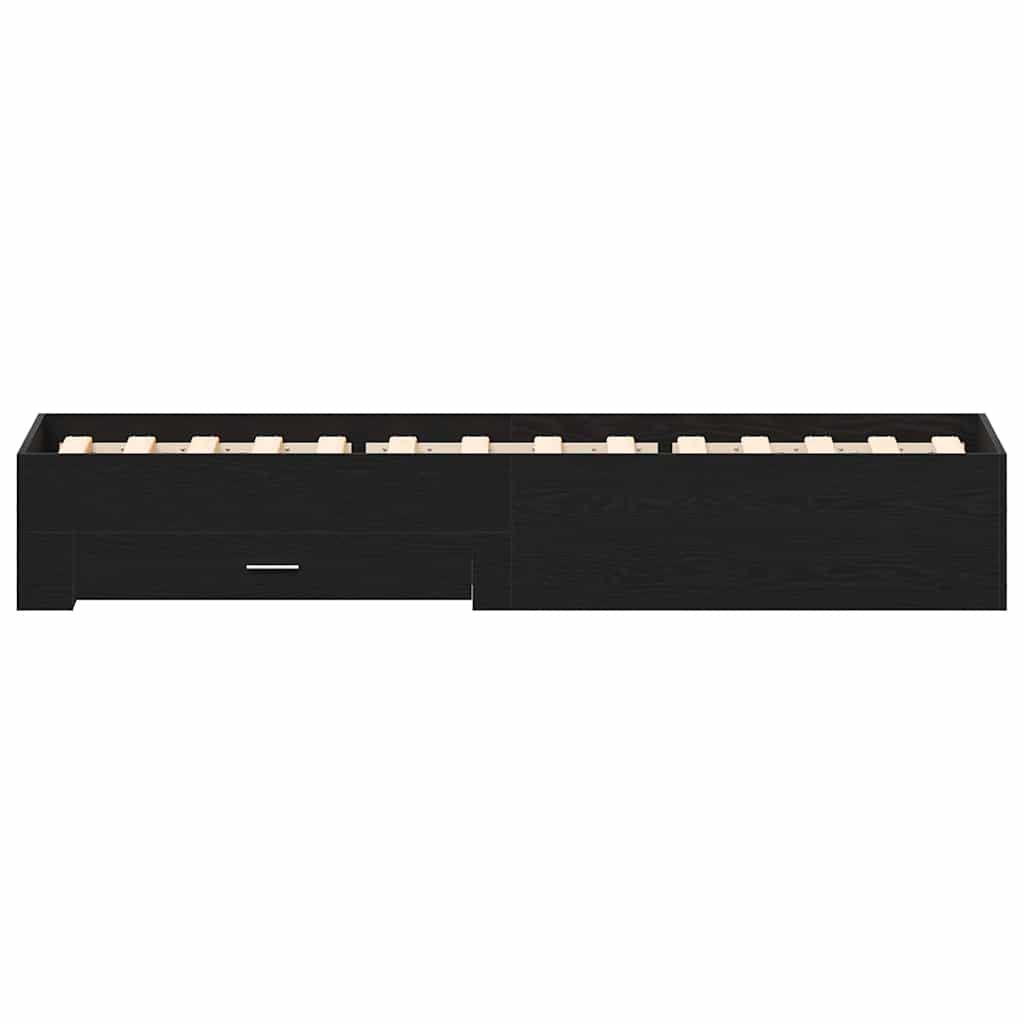 vidaXL Κρεβάτι με Συρτάρια Μαύρη δρυς 90 x 200 cm Επεξεργασμένο ξύλο