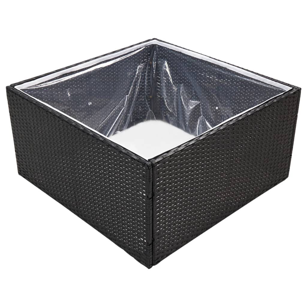 vidaXL Ζαρντινιέρα Κήπου Μαύρη 80 x 80 x 40 εκ. από Συνθετικό Ρατάν