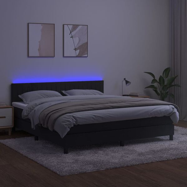 vidaXL &Kappa;&rho;&epsilon;&beta;ά&tau;&iota; Boxspring &mu;&epsilon; &Sigma;&tau;&rho;ώ&mu;&alpha; & LED &Mu;&alpha;ύ&rho;&omicron; 180x200 &epsilon;&kappa;. &Beta;&epsilon;&lambda;&omicron;ύ&delta;&iota;&nu;&omicron;