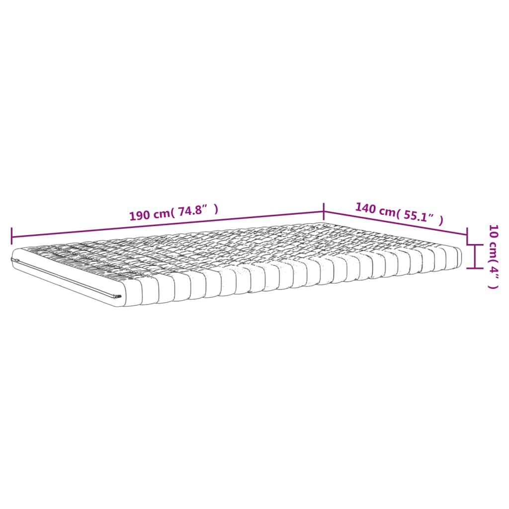 vidaXL Στρώμα Αφρού 7 Ζωνών Σκληρότητα 20 ILD Λευκό 140 x 190 εκ.