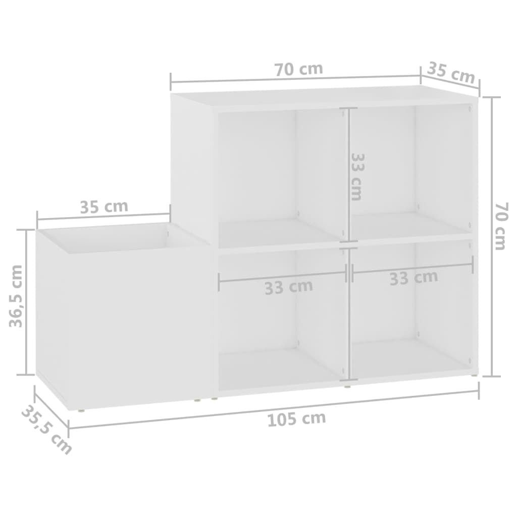 vidaXL Παπουτσοθήκη Χολ Λευκή 105 x 35,5 x 70 εκ. από Επεξ. Ξύλο