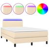 vidaXL Κρεβάτι Boxspring με Στρώμα & LED Κρεμ 120x190 εκ. Υφασμάτινο