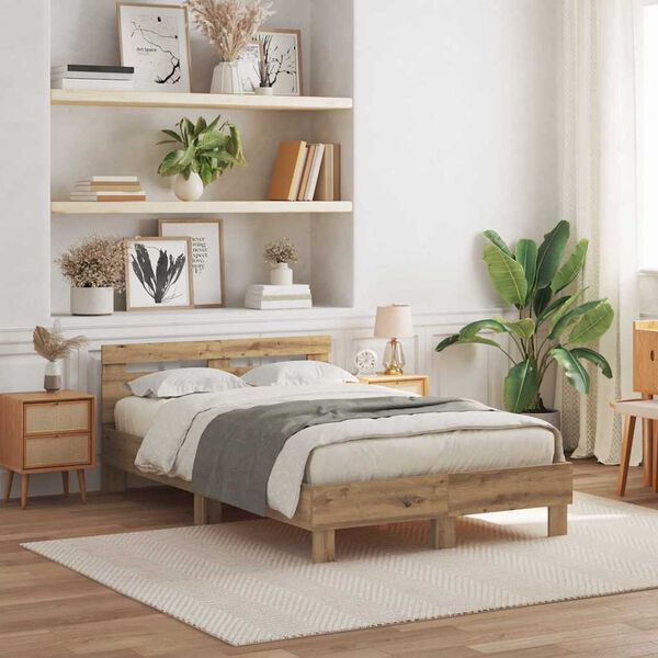 vidaXL Σκελετός Κρεβατιού artisan δρυς 120 x 190 cm Επεξεργασμένο ξύλο