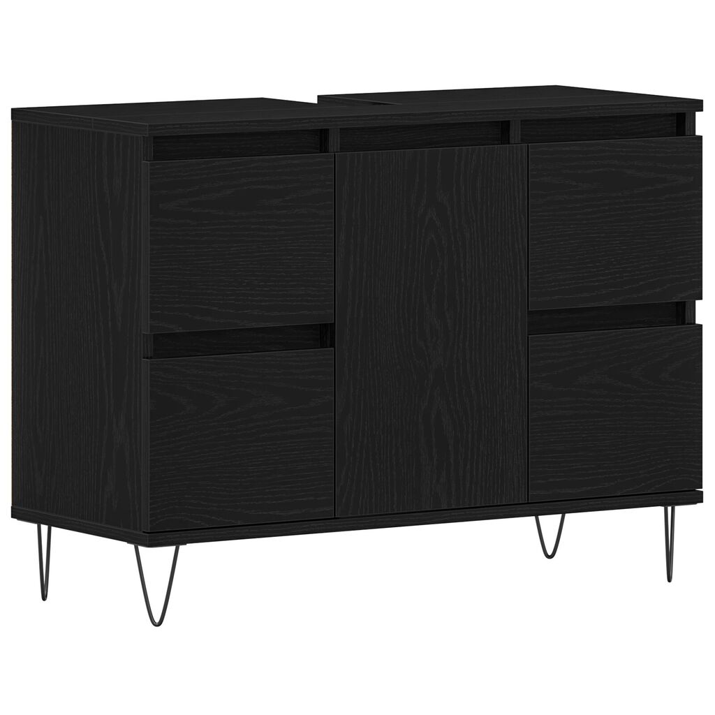 vidaXL Ντουλάπι Μπάνιου Μαύρη Δρυς 80x33x60 εκ Επεξεργασμένο Ξύλο