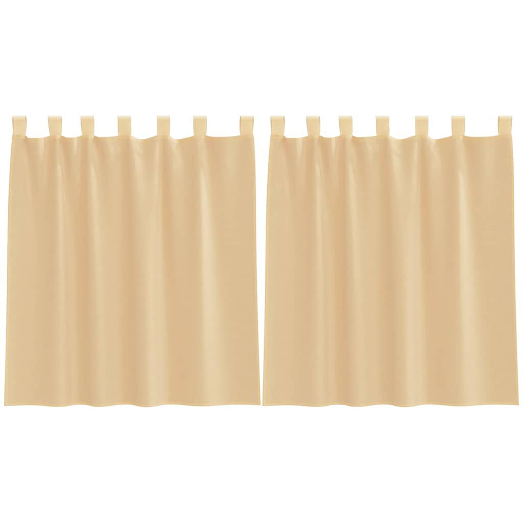 vidaXL Κουρτίνες Voile με βρόχους 2 τεμάχια Άμμος 140x140 cm