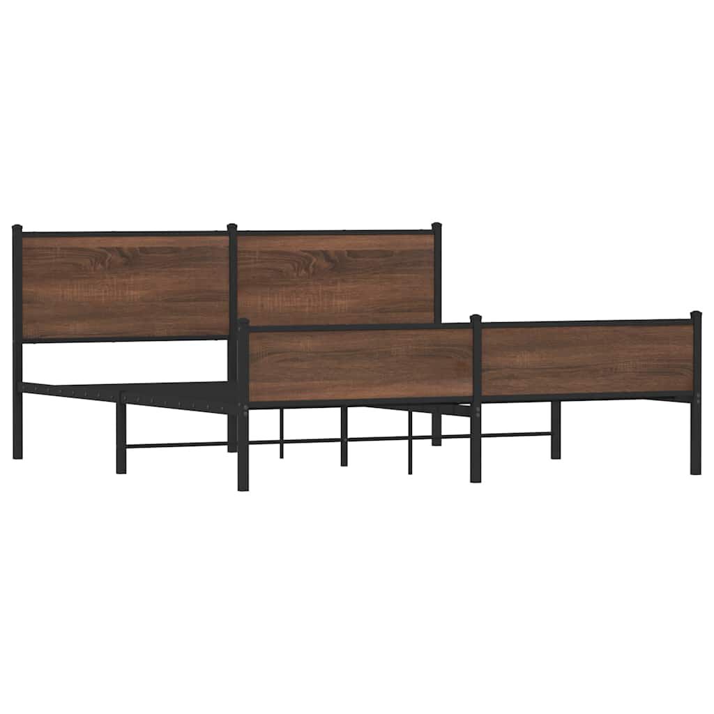 vidaXL Σκελετός Κρεβ. Χωρίς Στρώμα Καφέ Δρυς 160x200 εκ. Μεταλλικό