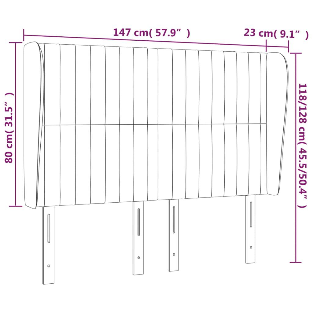 vidaXL Κεφαλάρι με Πτερύγια Μαύρο 147x23x118/128 εκ. Βελούδινο