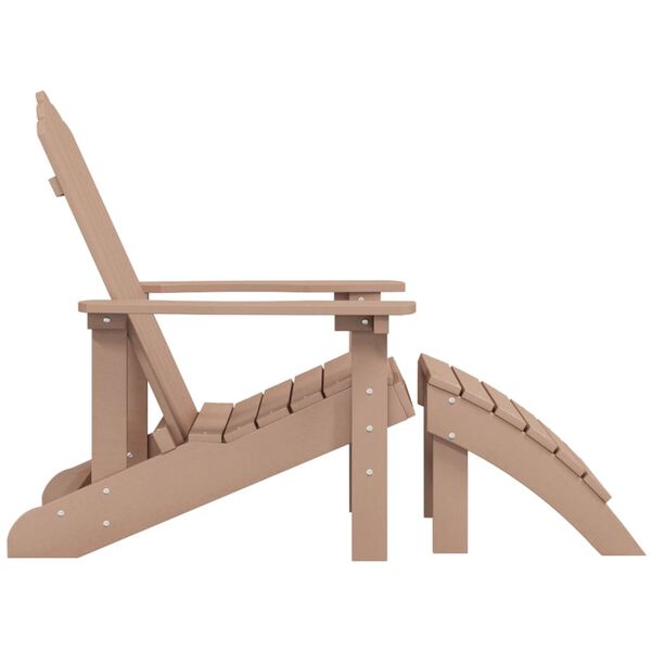 vidaXL Καρέκλα Κήπου Adirondack με Υποπόδιο Καφέ από HDPE