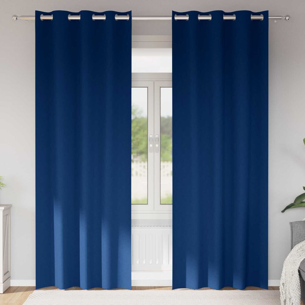 vidaXL Κουρτίνες 2 pcs Σκούρο Μπλε 260 x 140 εκ. Πολυεστέρας