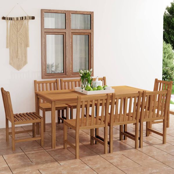 vidaXL Σετ Τραπεζαρίας Κήπου 9 Τεμαχίων από Μασίφ Ξύλο Teak