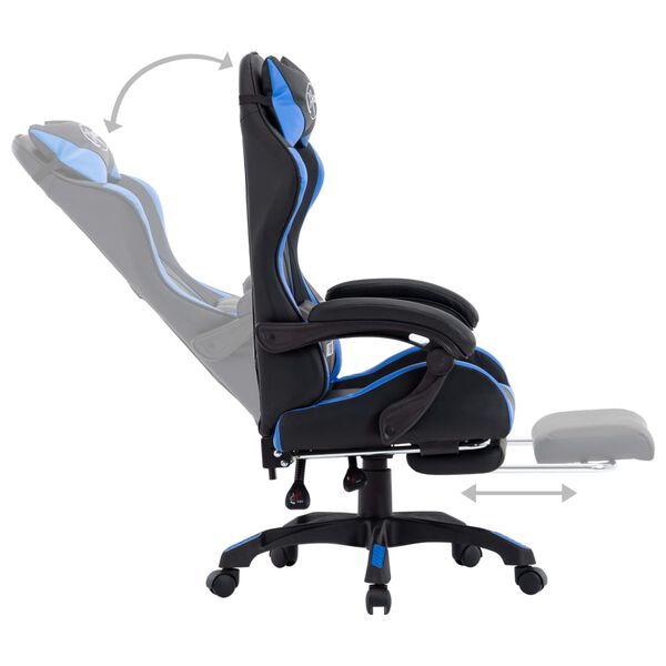 vidaXL Καρέκλα Racing με Υποπόδιο Μπλε/Μαύρη από Συνθετικό Δέρμα