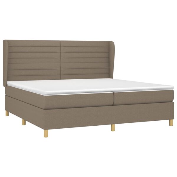 vidaXL &Kappa;&rho;&epsilon;&beta;ά&tau;&iota; Boxspring &mu;&epsilon; &Sigma;&tau;&rho;ώ&mu;&alpha; Taupe 200x200 &epsilon;&kappa;. &Upsilon;&phi;&alpha;&sigma;&mu;ά&tau;&iota;&nu;&omicron;