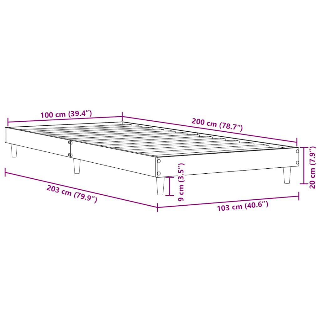 vidaXL Πλαίσιο Κρεβατιού Χωρ. Στρώμα Sonoma Δρυς 100x200εκ Επ. Ξύλο