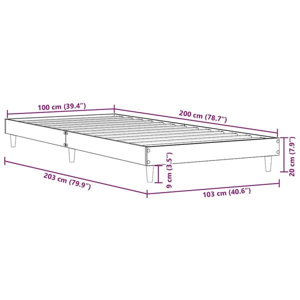 vidaXL Πλαίσιο Κρεβατιού Χωρ. Στρώμα Sonoma Δρυς 100x200εκ Επ. Ξύλο