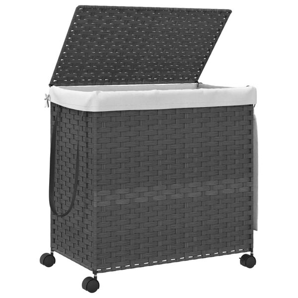 vidaXL Καλάθι Άπλυτων με Τροχούς Γκρι 60x35x60,5 εκ. από Ρατάν