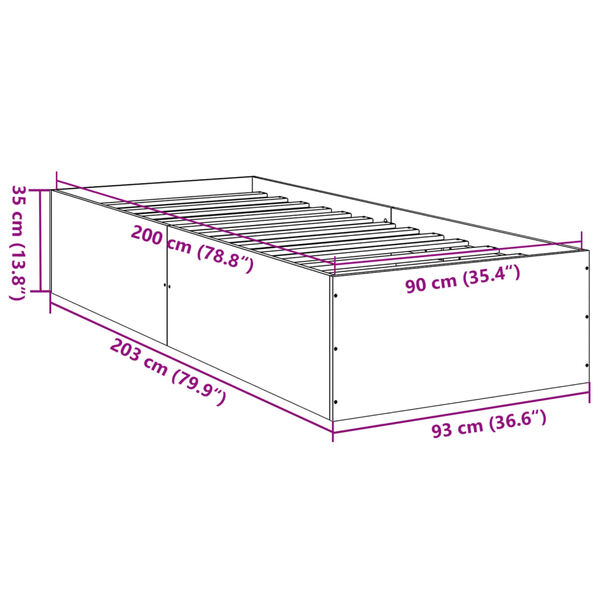 vidaXL Πλαίσιο Κρεβατιού Γκρι Sonoma 90x200 εκ. Επεξεργασμένο Ξύλο