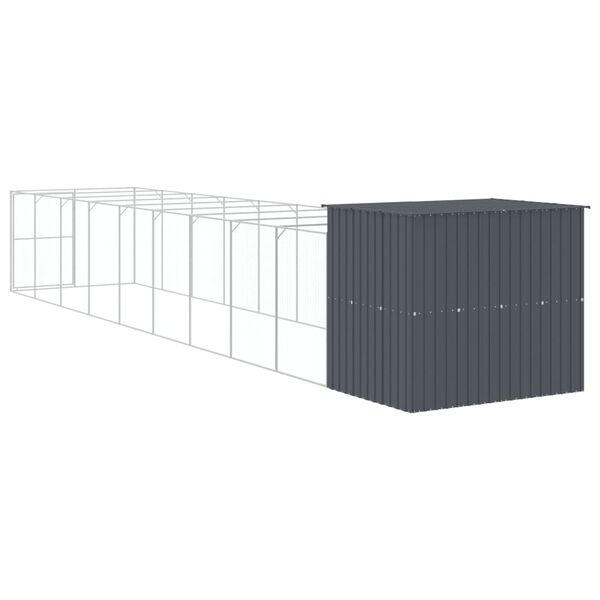 vidaXL Σπιτάκι Σκύλου με Αυλή Ανθρακί 214x1069x181 εκ. Γαλβαν. Χάλυβας