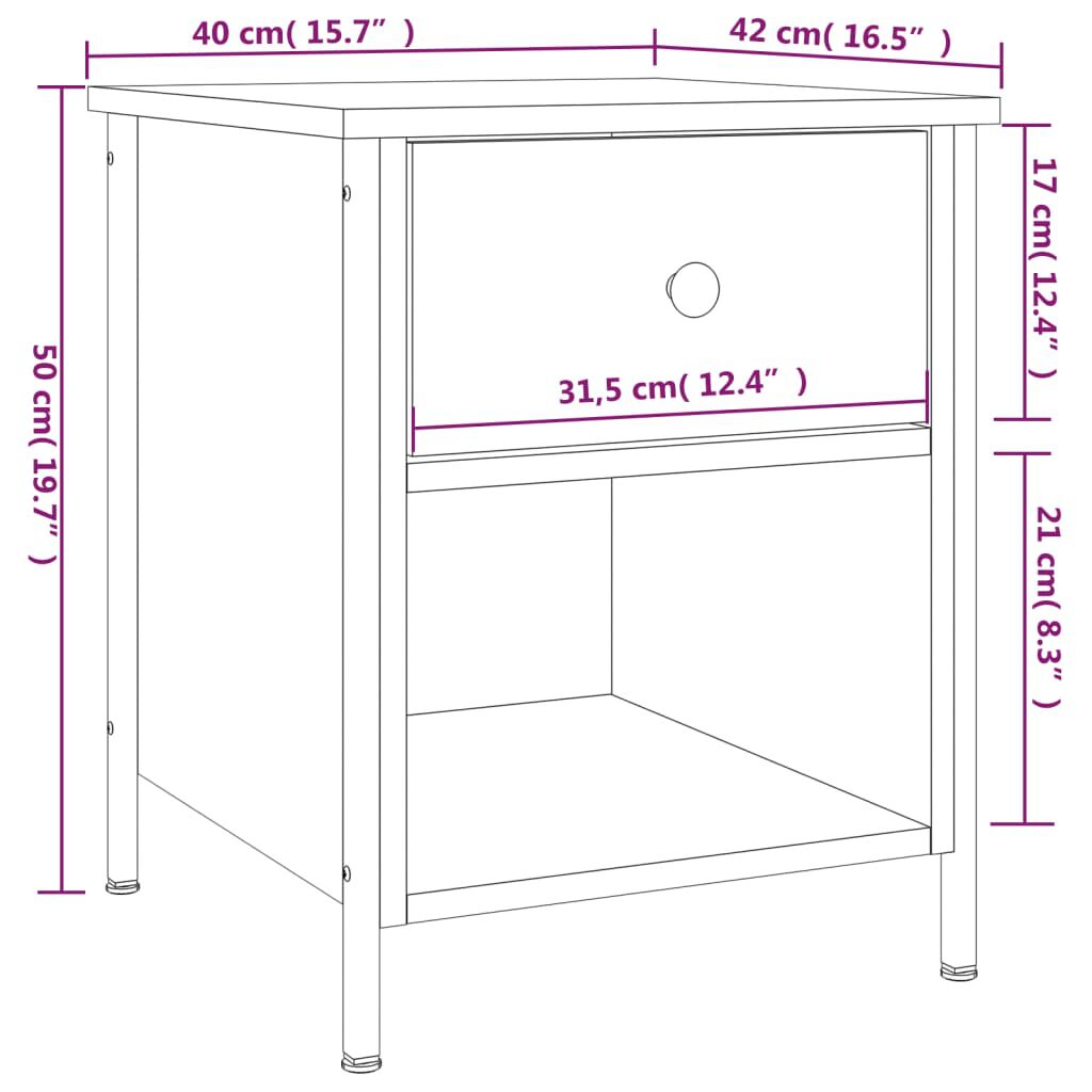 vidaXL Κομοδίνα 2 Τεμ. Γκρι Sonoma 40x42x50 εκ. από Επεξεργασμένο Ξύλο