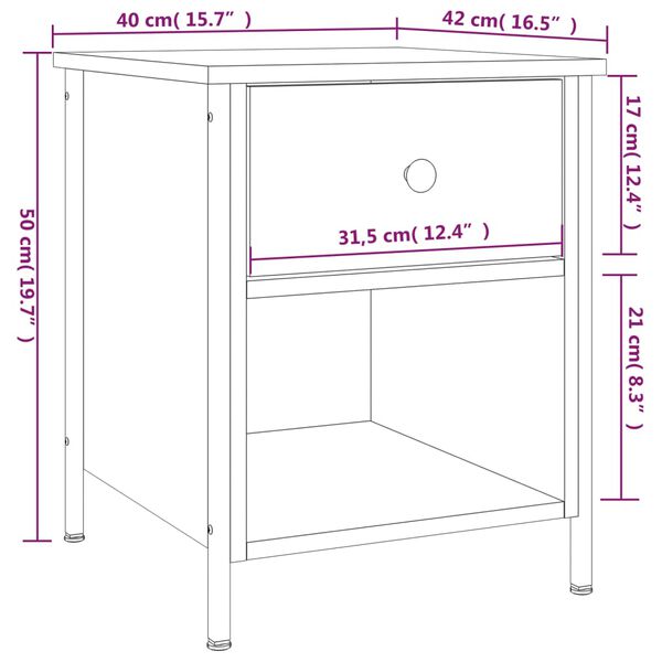 vidaXL Κομοδίνα 2 Τεμ. Γκρι Sonoma 40x42x50 εκ. από Επεξεργασμένο Ξύλο