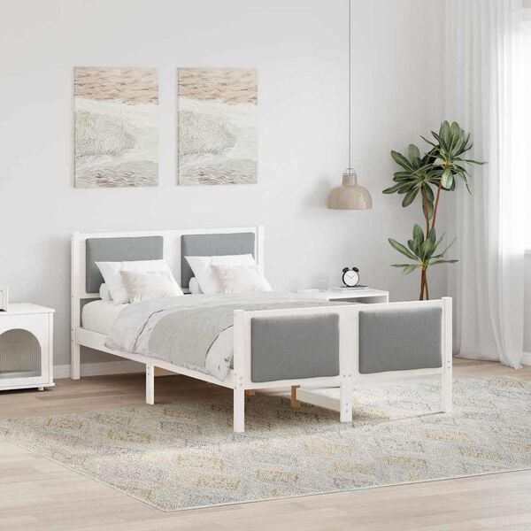 vidaXL Σκελετός Κρεβατιού με κεφαλάρι Ανοιχτό γκρι 120 x 200 cm ύφασμα