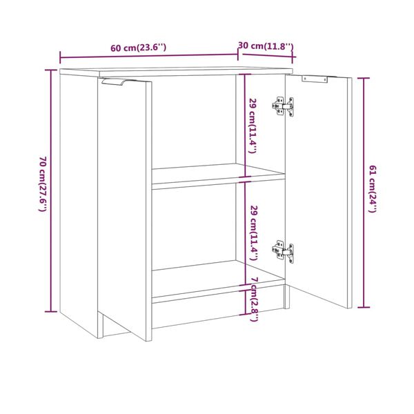 vidaXL Ντουλάπι Λευκό 60 x 30 x 70 εκ. από Επεξεργασμένο Ξύλο