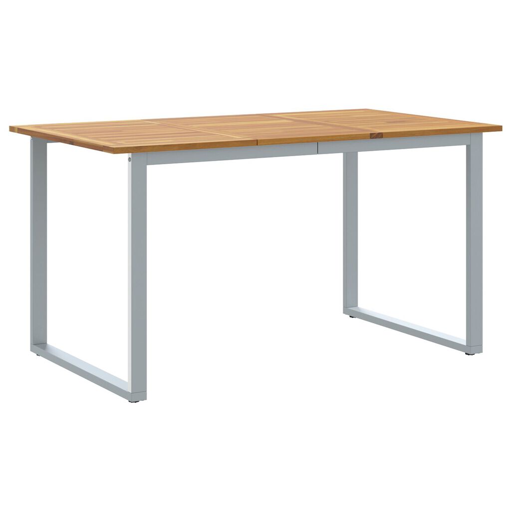 vidaXL Εξωτερικό Τραπεζάκι Φαγητού Γκρι 140x80x75 εκ. Ατσάλι & Μασίφ ξύλο ακακίας
