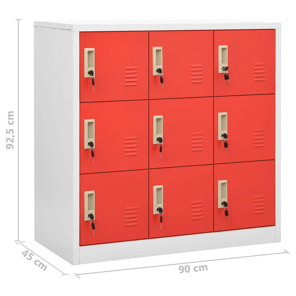 vidaXL Φοριαμοί 5 τεμ. Ανοιχτό Γκρι/Κόκκινο 90x45x92,5 εκ. Ατσάλινοι