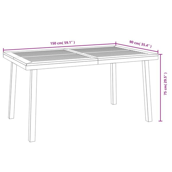 vidaXL Τραπέζι Κήπου 150 x 90 x 75 εκ. από Μασίφ Ξύλο Ακακίας