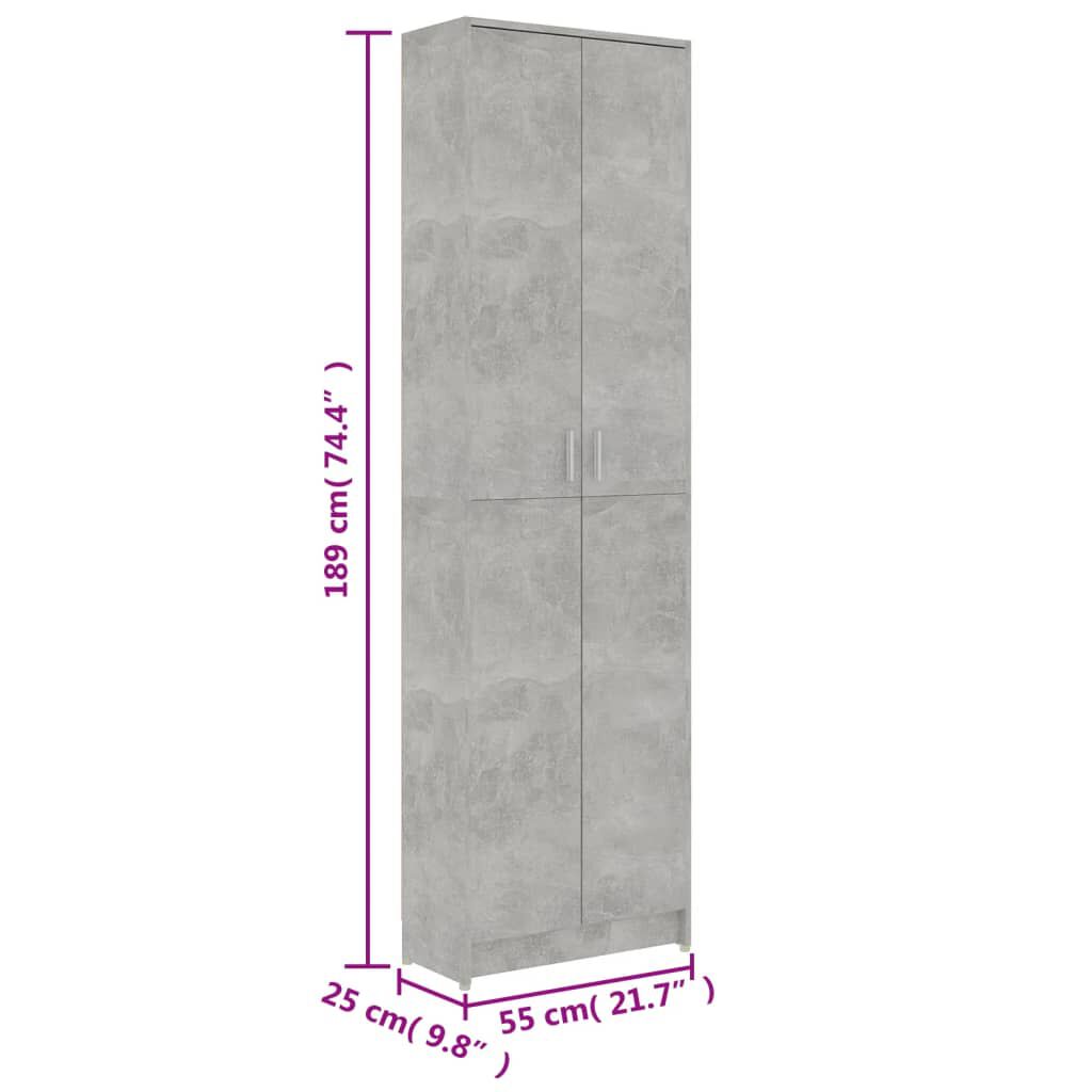 vidaXL Ντουλάπα Διαδρόμου Γκρι Σκυροδέματος 55x25x189 εκ. Επεξ. Ξύλο