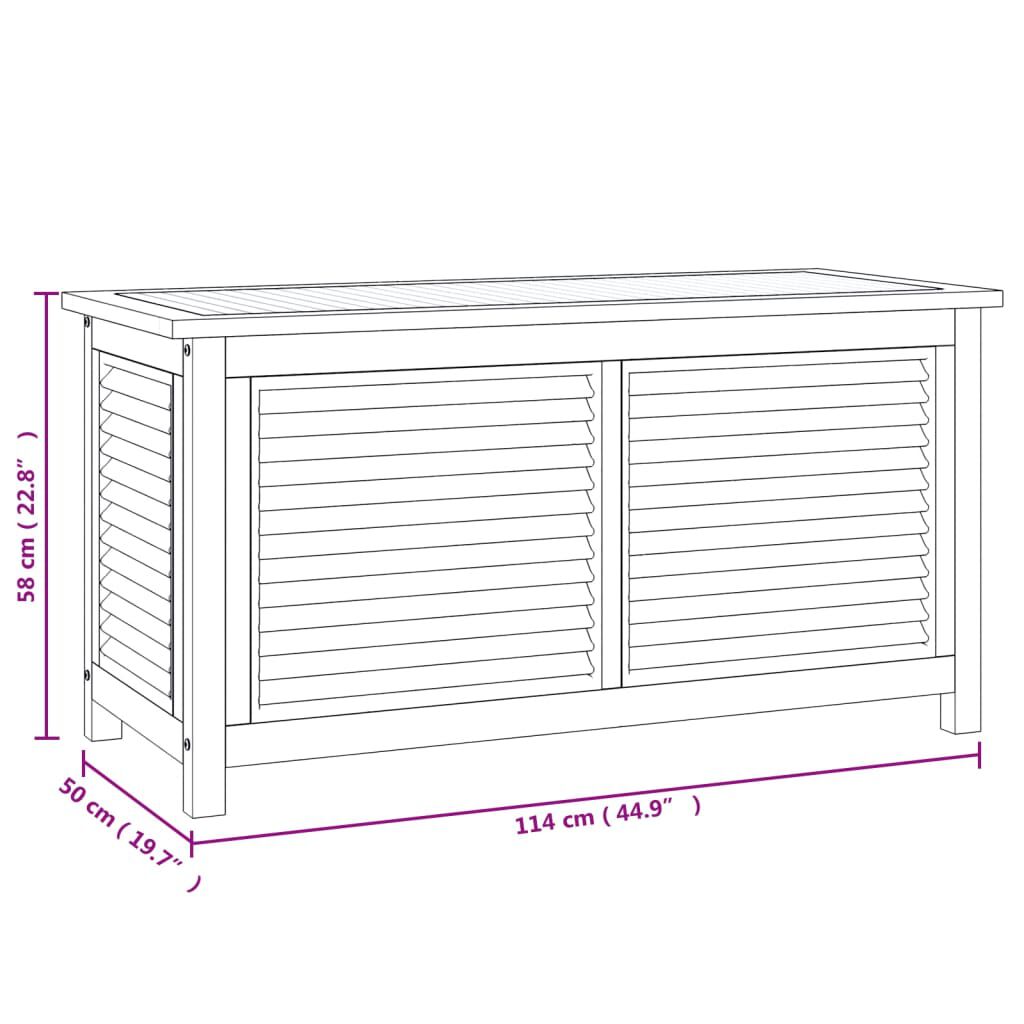 vidaXL Μπαούλο Αποθήκευσης Κήπου με Τσάντα 114x50x58εκ Μασίφ Ξύλο Teak