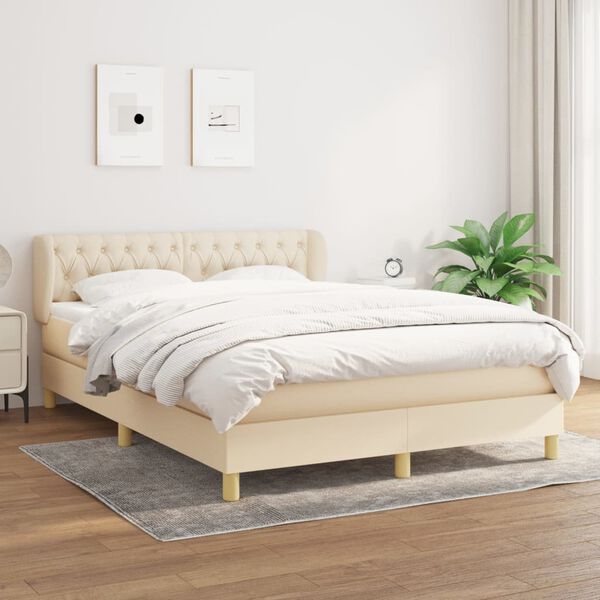 vidaXL &Kappa;&rho;&epsilon;&beta;ά&tau;&iota; Boxspring &mu;&epsilon; &Sigma;&tau;&rho;ώ&mu;&alpha; &Kappa;&rho;&epsilon;&mu; 140x190 &epsilon;&kappa;. &Upsilon;&phi;&alpha;&sigma;&mu;ά&tau;&iota;&nu;&omicron;