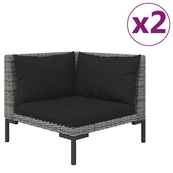 vidaXL Καναπέδες Κήπου 2 τεμ. από Ημικυκλικό Συνθ. Ρατάν με Μαξιλάρια