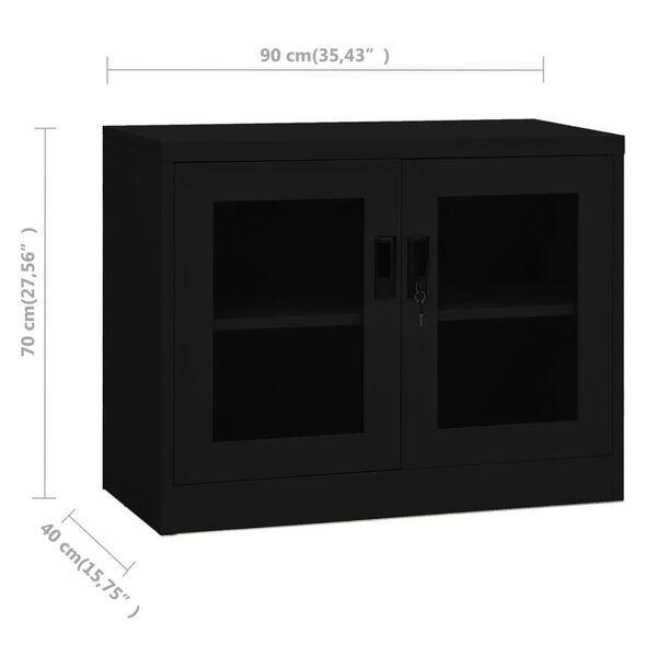 vidaXL Ντουλάπα Γραφείου 90 x 40 x 70 εκ. Μαύρη Ατσάλινη