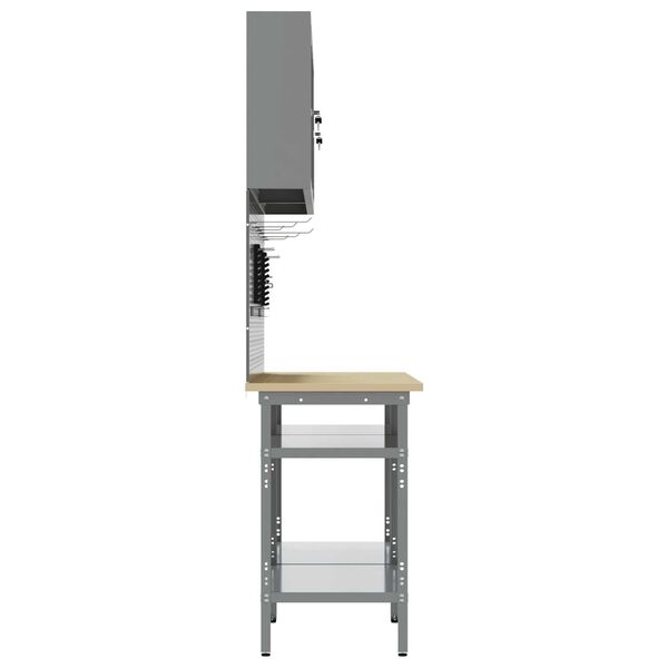 vidaXL Σετ πάγκου εργασίας με ράφι 8 pcs Γκρι 200 x 55 x 200 εκ Ατσάλι