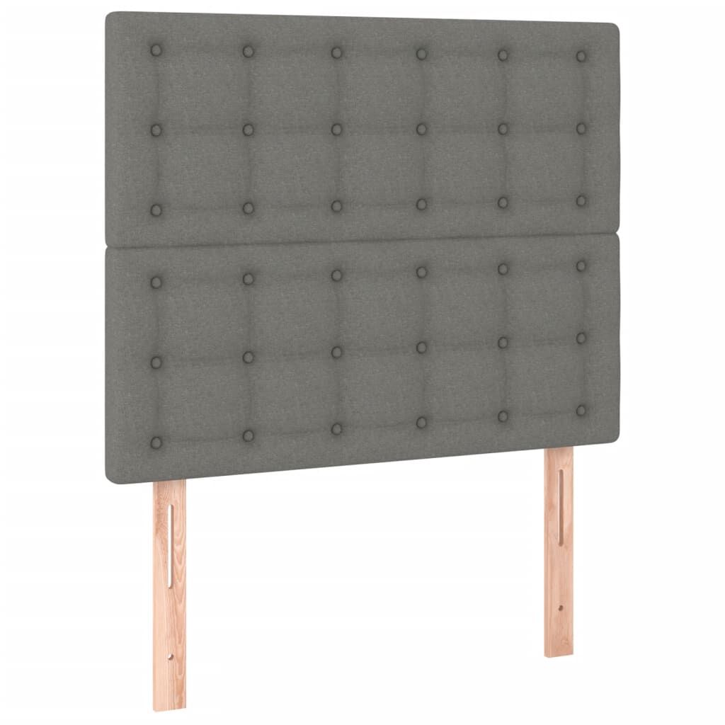 vidaXL Κρεβάτι Boxspring με Στρώμα Σκούρο Γκρι 90x200 εκ. Υφασμάτινο