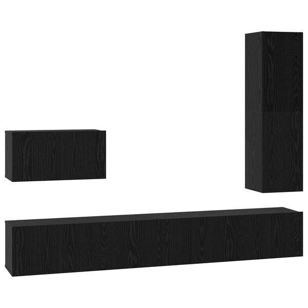 vidaXL Σετ επίπλου τηλεόρασης 4 pcs Μαύρη Δρυς 30.5 x 30 x 110 εκ.