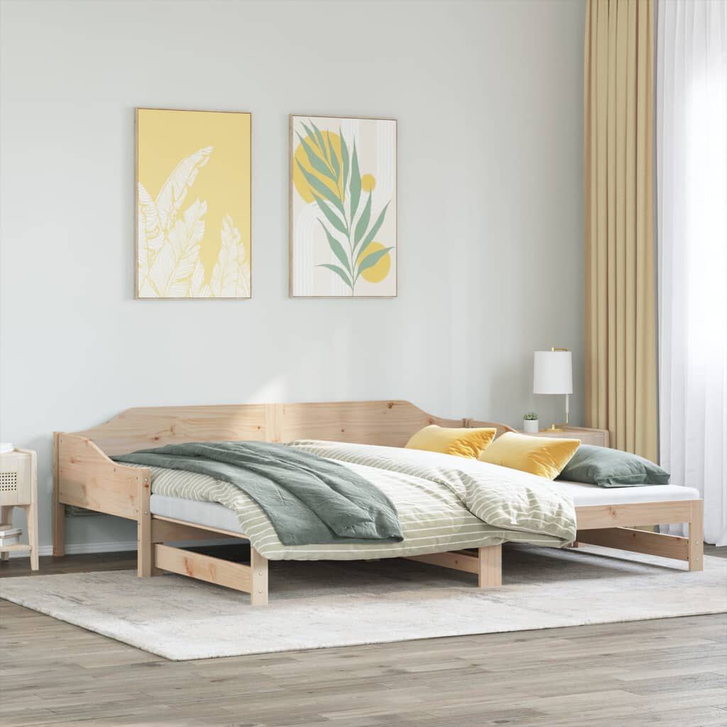 vidaXL Καναπές Κρεβάτι Συρόμενος 90 x 190 εκ. Μασίφ Ξύλο Πεύκου